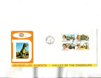 Sc#879 to 882  FDC DRUMHELLER,AB -Valley of the Dinosaurs  cachet - Image 1 of 2