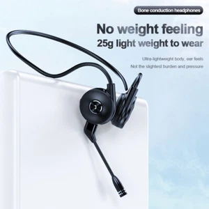 Bone Conduction Wireless Headphones Bluetooth 5.0 Earphones Open-Ear with Mic - Picture 1 of 24