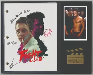 Reproducción del club de lucha exhibición de placa de madera con guión de película firmado - Imagen 1 de 7