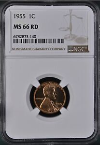 1955 1C RD  Lincoln Wheat One Cent  NGC MS66RD   6782873-140