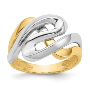 14K Two-tone Gold Swirl Ring Gift for Women Size 6 - Picture 1 of 6