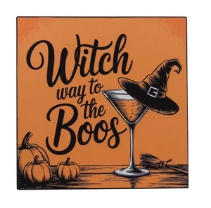 Witch Way To The Boos lustiges Halloween Herbst Schild Regal Sitter Wanddeko 5" x 5" - Bild 1 von 4