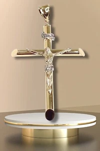14K Gold Filled Large Cross Pendant - Handmade Unisex Religious Jewelry - Picture 1 of 6