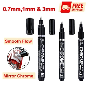 3PK Permanent Silver Liquid Mirror Chrome Marker ForAny Surface Chrome Paint Pen - Picture 1 of 8