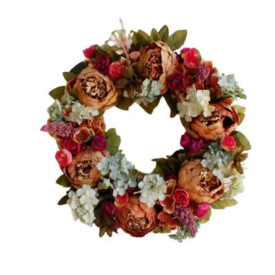 Silk Artificial Flower Wreath Handmade Floral Garland Vine Front Door Decor - Изображение 1 из 4