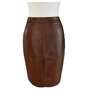 VITTADINI Mujer Marrón Suave Piel Falda Talla 10 - Imagen 1 de 4
