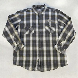 Harley Davidson Kariertes Flanell Hemd 2XL Grau 100% Baumwolle Langarm Bestickt - Bild 1 von 12