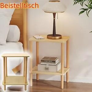 Tisch 2-Tier Nachttisch mit Lagerregal Holz Endtisch für Wohnzimmer Schmaler Nac - Bild 1 von 8
