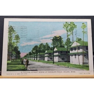 Biloxi Mississippi Keesler Field A Typical Street Scene 1942 postmark - Picture 1 of 2