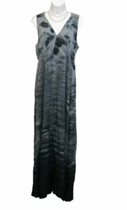NEW Maxi Dress Size M 8 10 Tie Dye BLACK Lace Back Knit Long ONE WORLD Energe - Picture 1 of 7