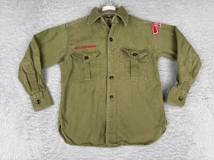VINTAGE Boy Scouts of America Shirt Youth Small Green 50s Ogden Utah Long Sleeve - Picture 1 of 15