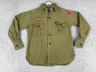 VINTAGE Boy Scouts of America Shirt Youth Small Green 50s Ogden Utah Long Sleeve - Image 1 of 4