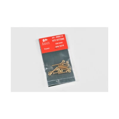 Amati AM4960-14 Viti ottone con dado 2x14 mm (10 pz) modellismo - Immagine 1 di 2
