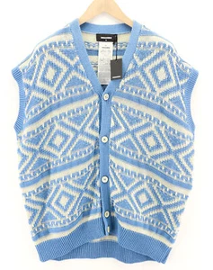 DSQUARED2 Damen Pullover XL Blau Weiß Baumwolle Gestrickt Muster Ärmellos Weste - Bild 1 von 9