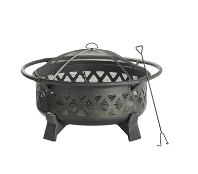 35" Round Lattice Wood Burning Fire Pit with Cover - Image 1 of 4