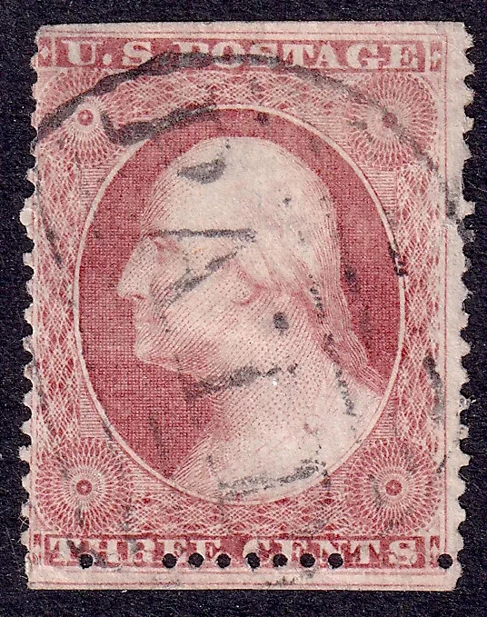 US Scott 25, 1857 Washington, 3c rosa, USADO Foto 1 de 1