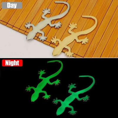 1/2/4Pcs Luminous 3D Stereo Gecko Sticker Reflective Safety Warning Sticker - Image 1 of 4