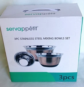 Servappetit 3 Stück Edelstahl Rühren Backschüssel Set. Spülmaschinenfest - Bild 1 von 3