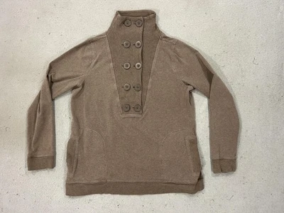 Banana Republic Sweater Womens Large Brown Funnel Neck Double Breasted Pockets - Image 1 of 4