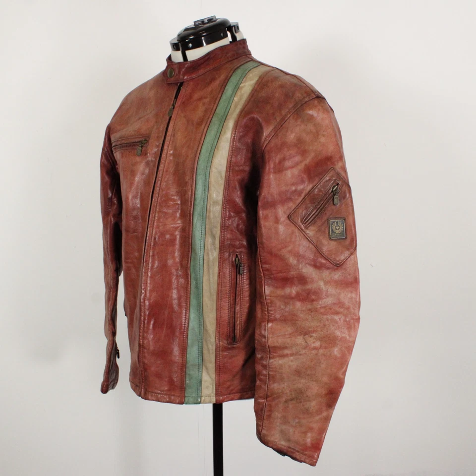 Belstaff Cyclops Leather Tan Biker Jacket Men L Cafe Racer Heavy Patina Vintage - Image 1 of 4