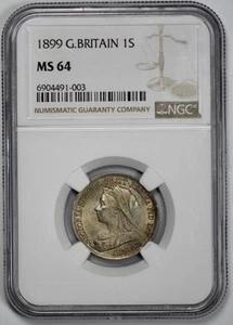 1899 Great Britain Shilling NGC MS 64 Grape Rainbow Toned Reverse - Picture 1 of 4