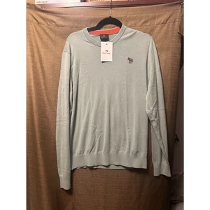 NWT Paul Smith Men Pullover Crew Neck Zebra Size Large Mint Green  - Picture 1 of 7