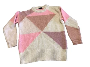 J Crew Women's Wool Alpaca Blend Sweater Size S Pink Crewneck Colorful - Picture 1 of 13