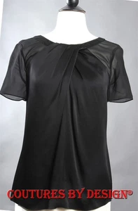 Camiseta sin mangas St John Knits Satin & Silk Illusion, Shell Caviar talla 0 nueva con etiquetas precio de venta sugerido por el fabricante $495 - Imagen 1 de 2