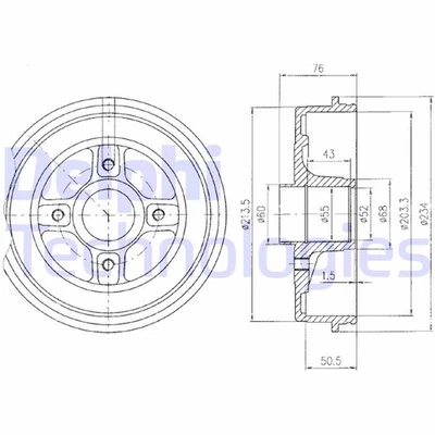 2x DELPHI Bremstrommel Trommeln Trommelbremse Hinten BF423 - Bild 1 von 2