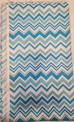 Unbranded Cotton Quilting Fabric 44"x2 Yards Blues White Chevron Stripes - Image 1 of 3