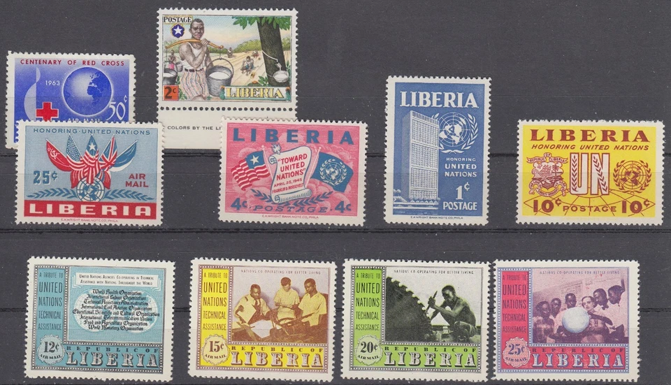 Grupo de estampillas de Liberia Naciones Unidas 1952 MNH Foto 1 de 1