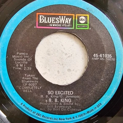 B.B. King (e) So Excited / Confessin' The Blues - 1970 US Blues Import 7" - Image 1 of 4