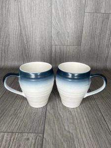 Mikasa SWIRL OMBRE GRAPHITE Pair Of Mugs Blue Teal Green - Picture 1 of 7