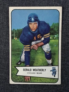 Tarjeta de fútbol americano Bowman 1954 #47 Gerald Weatherly Chicago Bears sin pliegues en muy buena condición - Imagen 1 de 2