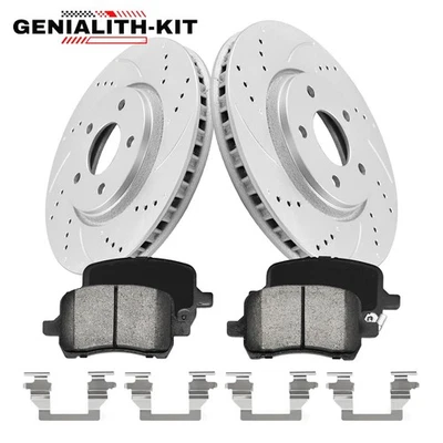 Front Drilled Rotors Ceramic Brake Pads for 2005-2008 Chevy Cobalt Pontiac G6 - Image 1 of 4
