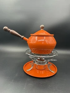 Vintage Mid Century hellorange Fonduetopf/Ständer - Bild 1 von 8