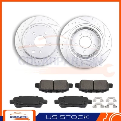 Brake Rear Disc Rotors And Ceramic Pads Slotted For Nissan Juke 2011 - 2017 — 第 1/4 张图片