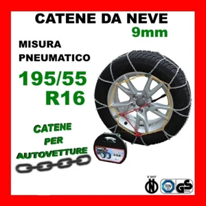 CATENE DA NEVE PER AUTO OMOLOGATE 9 MM MISURA PNEUMATICO 195/55 R16 - LFSL80 CR - Imagen 1 de 2