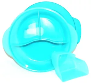 1 Tupperware CrystalWave geteilt Brotzeitschale kalt Tasse blau gelb mikrowellengeeignet - Bild 1 von 4