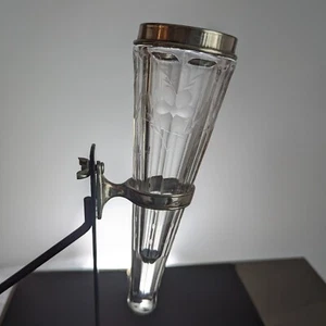 Antique Wheel Cut Glass Car Carriage Flower Bud Vase with Bracket - Picture 1 of 12