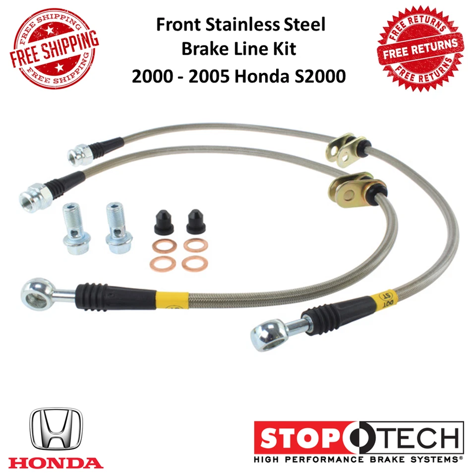 Комплект переднего тормозного троса из нержавеющей стали StopTech Centric для Honda S2000 2000-2005 годов выпуска - Изображение 1 из 4