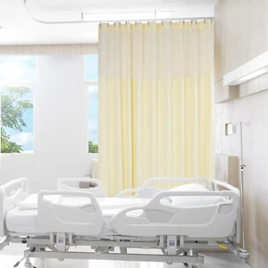 Beige Room Divider Curtain For Spa School Nursery Privacy Curtain With Mesh Top - Picture 1 of 15