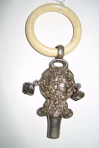 Sterling Ride a Cock Horse Nursery Rhyme baby antique whistle Rattle - Picture 1 of 7