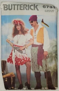 Butterick Uncut Sewing Pattern 6731 Adult Pirate Costumes All Sizes Vintage - Picture 1 of 2