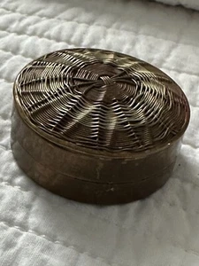 Vintage Miniture Brass Woven Trinket Box  - Picture 1 of 7