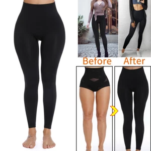 Women's High Waist Compression Leggings Leg Shaper Shapewear Tone Pants Slimming - Picture 1 of 21