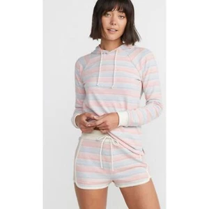 Marine Layer Weekend Hoodie and Short Set Multi Stripe Beach Casual Women's M - Picture 1 of 14