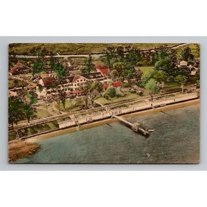 Postal vintage coloreada a mano de Montowese Branford CT vista aérea publicada 1941 - Imagen 1 de 4