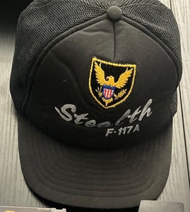 USAF F-117A Stealth Aircraft Trucker Cap, Vintage Hat (1990s), Black, OSFA - Picture 1 of 7