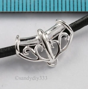 1x STERLINGSILBER SCHIEBER ANHÄNGER VERBINDER 2,7mm Schnur N274 - Bild 1 von 2